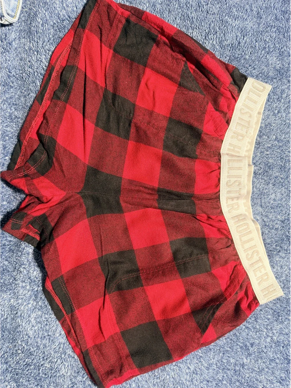 Hollister Red and Black Plaid Sleep Shorts Size S
